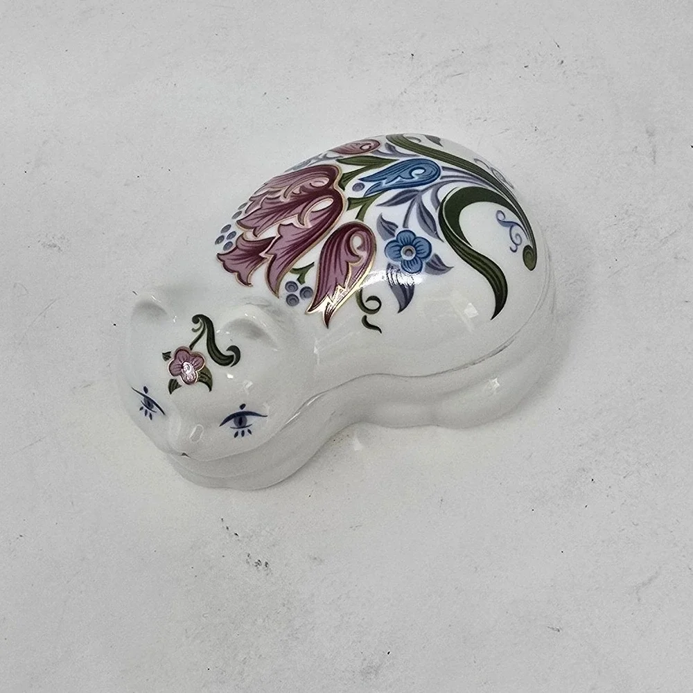Vtg Elizabeth Arden Byzantium cat trinket box porcelain‎ hand painted Japan